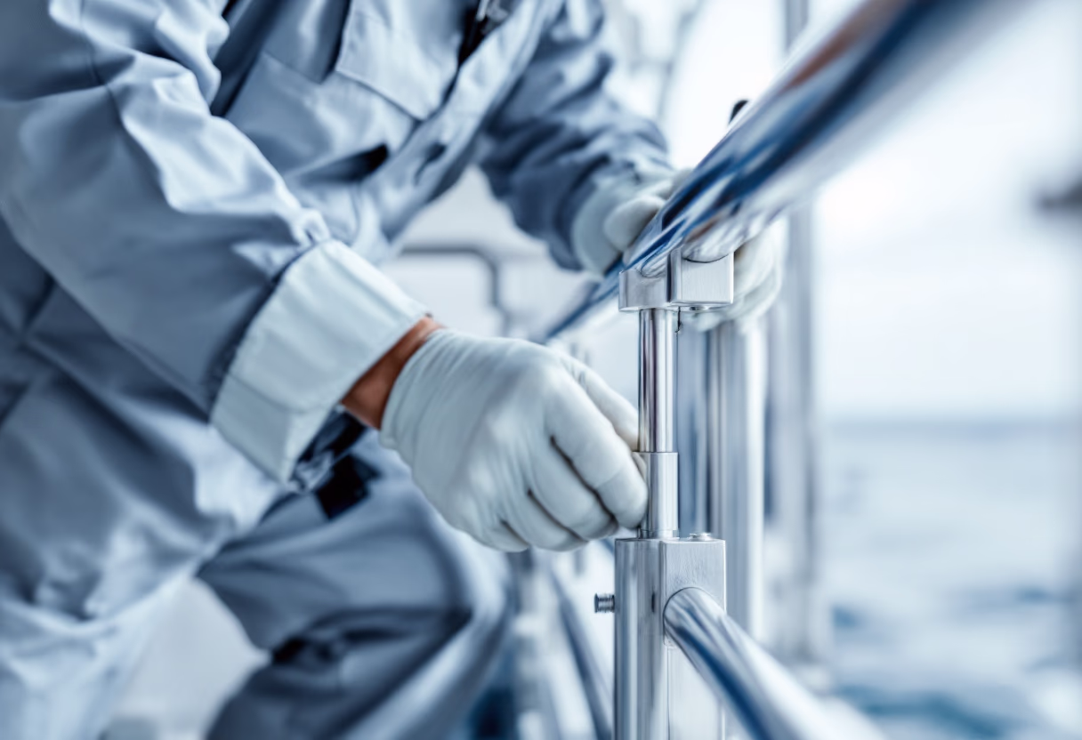 marine repair service, deck work scene